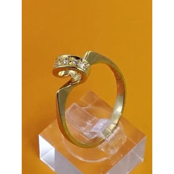 Vintage 1990's NOS 14kt Gold Plated CZ Love Knot Ribbon Stack Band Ring Size 11 - Picture 4 of 7